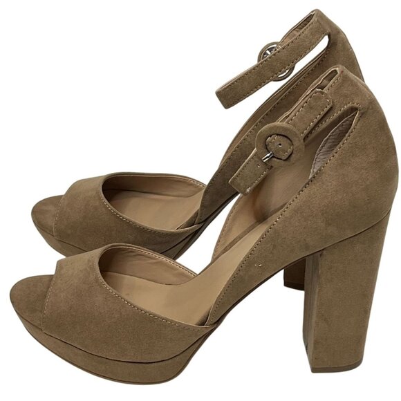 Sun + Stone Faux Suede Platform High Heel Sandals Women’s 9.5 Tan - Picture 15 of 15